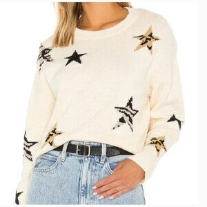 Rails Perci Cream Animal Print Star Sweater XS